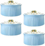 GALLETY 4 Pack Baby Blue Round Tablecloths for 6FT Tables, 132 inch Fitted Round Tablecloth with Skirt, Wrinkle Free Stretchy Table Cloth for Easter Party, Family Reunion & Spring Events by Creativepartyuniquedecorat