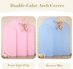 Set of 3 Arch Backdrop Covers Stretchy Spandex Pink Blue for Gender Reveal - Image 4