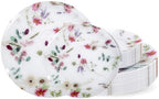 LIYH 32Pcs Pink Floral Heavy Duty Plastic Plates Set for Wedding Party by LIYHLoveinyourheart