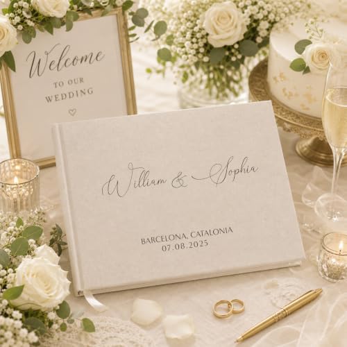 Personalized Linen Wedding Guest Book, Custom Photo Album 29 x 21.5 cm by Raipile