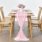 Pufogu 5 Pack 10Ft Light Pink Chiffon Table Runner Sheer 29x120 Inch - Image 3