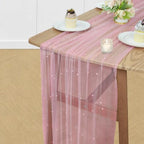 Pearl Table Runner Tulle Gauze Sheer Wedding Party Home Decor - Image 6