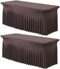 Spandex Tablecloth 6FT Rectangle Table Cover 2 Pack Brown Wrinkle-Free by Outpain