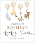 Andaz Press Personalized Classic Bear Baby Shower Decorations and Friends Holding Balloons, Custom Baby Shower Welcome Sign Decor, Vintage Classic Bear Decorations, 16 x 20 Inches by AndazPress