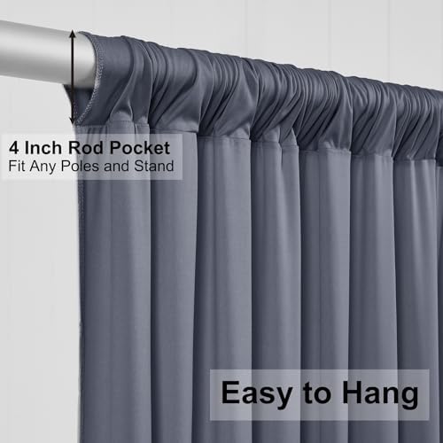 40ft×10 ft Wrinkle Free Grey Backdrop Curtain for Parties, 8 Panels 5×10 ft Soft Silky Polyester Charcoal Photo Backdrop Drapes for Birthday Baby Shower Baptism Wedding Photography - Image 5