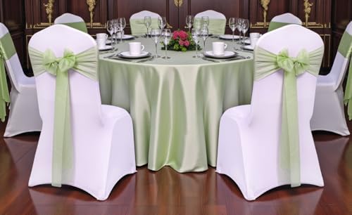 MDS Pack of 200 Chiffon Chair Sashes for Wedding & Event Décor - Sage Green - Image 2