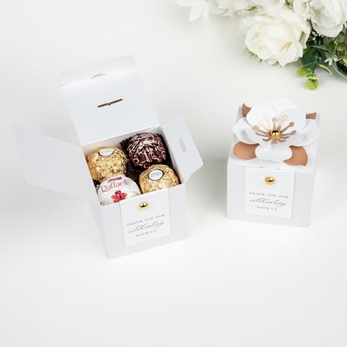 FEIYI 20 PCS Favor Boxes, White Candy Boxes 2.55x2.55x2.55 - Image 3