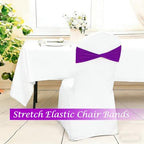 Purple Chair Sashes Bows 60Pcs Spandex Chair Sashes Elastic Chair Cover Bands Ties Without Buckle for Wedding Birthday Party Ceremoney Events Decoration - Image 6