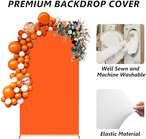 Neatsure Arch Backdrop Stand and Cover Set, 7.2FT Metal Photo Balloon Arch Backdrop Stand for Wedding Birthday Party Baby Shower Ceremony Graduation Decoration, OrangeRed - Image 6