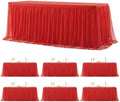6 Pack 8ft Red Table Cloths Rectangle Tulle Tablecloth Fitted Red Tablecloths for 8 foot Rectangle Tables Spandex Table Covers for Parties Wedding Birthday Buffet Banquet Desk Tables Skirt by HBBMAGIC