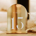 Gold Mirror Arch Table Numbers for Wedding, 20 Pack 5x7" Gold Mirror Arch Acrylic Signs with Stand Acrylic Table Numbers 1-20, Perfect for Wedding Reception - Image 7