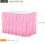MECCANIXITY 14ft Pink Tutu Table Skirt, Tulle Curly Willow Table Skirt for Rectangle Tables, Ruffle Table Skirt for Birthday Wedding Gender Reveal Party - Image 2