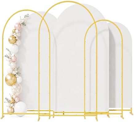 3 Pack Arch Backdrop Stand (4FT/5FT/6FT), Metal Arch Frame Stand with Cover by Bbteroiu