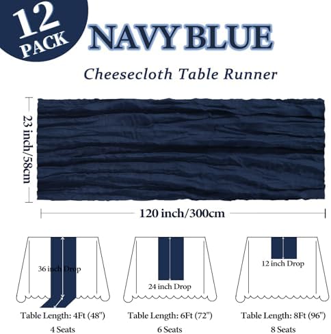 12 Pack 23 x 120 Inch Navy Blue Table Runner 10Ft Cheesecloth - Image 2