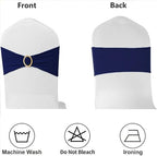 50 Pack Navy Blue Chair Sashes with Gold Buckle Slider, Spandex Dark Blue Bands Bows for Folding Chairs Gender Reveal Banquet Décor - Image 6
