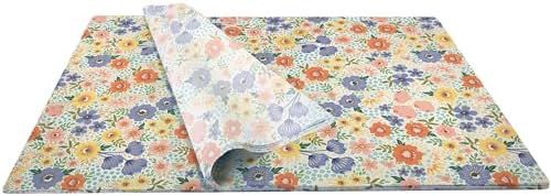 Jillson Roberts Printed Unfolded Gift Tissue 20" x 30", Golden Floral (240 Sheets) - Image 2