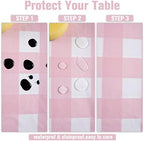 Kesfey 12 Packs Pink Gingham Tablecloth 54 x 108 Inches Pink and White Checkered Table Cloths Party Picnic Disposable Table Covers Splashproof Plastic Checkered Gingham Tablecover for Dinners Party - Image 5