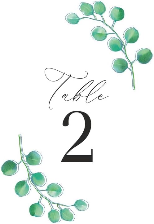 Eucalyptus Green Design Table Number Cards Double Sided Party Table Numbers for Reception Baby Shower Anniversary Birthday Bridal Party 4x6 100 Pcs by Unknown
