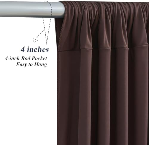 10x10ft Brown Backdrop Curtains with Lights Photo Drapes Wrinkle Free Fabric Backdrop Curtain for Wedding Birthday Party Baby Shower Bridal Shower Home Party Background Decorations - Image 4