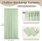 10ft x 10ft Sage Green Backdrop Curtains, Wrinkle-Free Sheer Chiffon Fabric Backdrop Drapes for Wedding Arch Party Ceremony Stage Photo Decoration - Image 5
