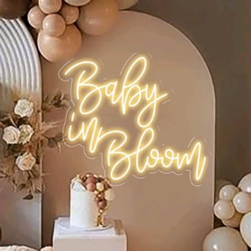 Baby in Bloom Neon Sign Baby Shower Backdrop Welcome Sign,Nursery Wall Art USB Size:20inch - Image 3