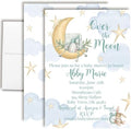 Custom Baby Shower Invites Over the Moon Invitations for Boys, Pack of 20 5x7 Personalized Sleepy Cloud & Stars Invites with Envelopes - Unique Watercolor Baby Shower Cards by AmandaCreation by AmandaCreation