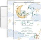 Custom Baby Shower Invites Over the Moon Invitations for Boys, Pack of 20 5x7 Personalized Sleepy Cloud & Stars Invites with Envelopes - Unique Watercolor Baby Shower Cards by AmandaCreation by AmandaCreation