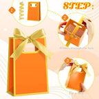 AmazingSpark 50 Pcs Orange Gold Mini Gift Bags Bulk 6.3 x 3.9 x 2.8 Inch Party Favors Elegant Small Gift Bags with Handles and Ribbon Bows for Wedding Birthday Bridal Baby Shower Party Favors - Image 6
