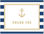 MyExpression.com 50 Cnt Navy Stripes Gold Anchor Nautical Baby Shower Thank You Cards - Image 3