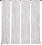 Poise3EHome White Iridescent Sequin Backdrop Curtains,4 Panels 2FTx8FT Glitter Background for Party Birthday Party Baby Shower Wedding Christmas Thanksgiving Halloween Holiday Festival Decor by Poise3EHome