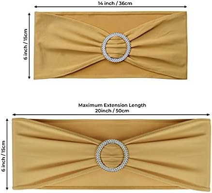 Babenest 50PCS Spandex Chair Sashes Bows with Buckle for Wedding Deco, Gold - Image 6