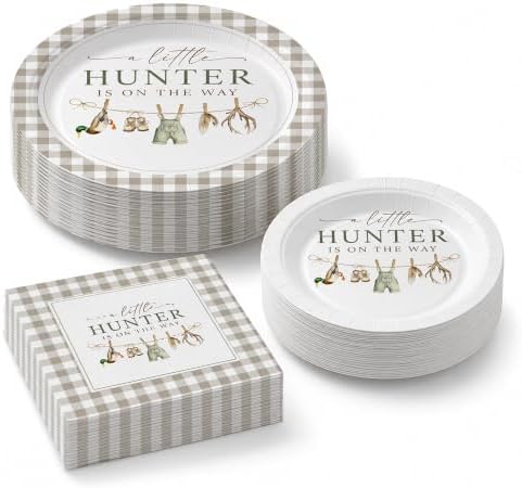 40 Guests Hunting Baby Shower Plates and Napkins Set, Little Hunter by Unknown