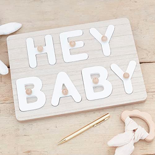 Ginger Ray Hello Baby Alternative Baby Shower Guest Book Wooden Puzzle - Image 2