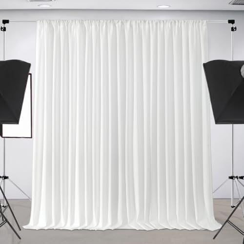 Joydeco 10x10ft White Backdrop Curtain for Parties, Wrinkle Free White Curtains Photo Backdrop for Wedding Decor, Birthday Party Graduation Baby Shower Photography(5ft x 10ft, 2 Panels) - Image 3