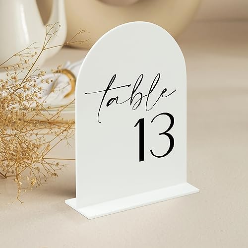 HOODO White Arch Wedding Table Numbers 1-15 with Stands, 5"x7" Arched Acrylic Signs and Holders, White Arch Table Numbers for Wedding Reception, Centerpiece, Party, Anniversary, Event - Image 6