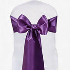 Satin Chair Sashes Bows 50 Pack Universal Polyester Chair Ribbons for Wedding Anniversary Retirement Party Birthday Engagement Banquet Graduation Outdoor Events Decor (Purple, 50 pcs) - Image 2