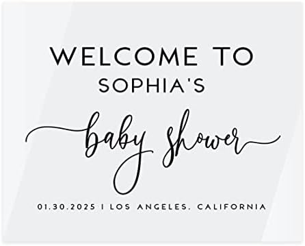 Andaz Press 16"x20" White Acrylic Personalized Baby Shower Welcome Sign, Gender Neutral Script Large Custom Sign for Easel Stand, Baby Shower Decorations by AndazPress