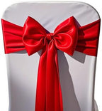 Pack of 50 Wedding Satin Chair Sashes Red Bows 7x108inch Ribbon Fabric Bands for Banquet Party Hotel Restaurant Ceremony Event Chairs Knots Ties Decorations - Red, 50PCS by WENSINL