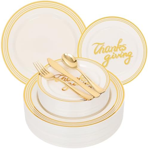 ejonirinjonir 150pcs Sturdy Thanksgiving Plastic Plates For Fall Dinner by Ejonirinjonir