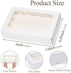RomanticBaking 100 Pack White 7 x 4 3/8 x 1 1/2inches Cookies Boxes with Window Christmas Bakery Packaging for Macaron Treat Boxes Chocolate Truffle - Image 5