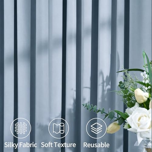 40ftx12ft Dusty Blue Backdrop Curtains for Parties, Wrinkle Free Polyester Photo Backdrop Drapes 8 Panels 12 ft Long Back Drop Cloth Drapery for Wedding Birthday Photography Background Party - Image 5