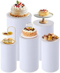 5PCS White Round Cylinder Pedestal Stands Display 19.7''+21.6''+23.6''+29.5''+35.4'' Height PVC Cylinder Tables for Party Cake Flower Backdrop Dessert Pillars for Birthday Wedding Baby Shower Event Decoration by Unknown