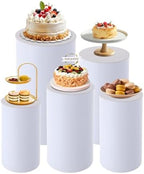 5PCS White Round Cylinder Pedestal Stands Display 19.7''+21.6''+23.6''+29.5''+35.4'' Height PVC Cylinder Tables for Party Cake Flower Backdrop Dessert Pillars for Birthday Wedding Baby Shower Event Decoration by Unknown