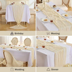 Fanami 6 Pack Cheesecloth Table Runner -10FT Beige Boho Gauze Cheese Cloth Table Runner 120 Inches Long Rustic Sheer Fabric Centerpieces for Wedding Birthday Party Bridal Baby Shower Decorations - Image 6