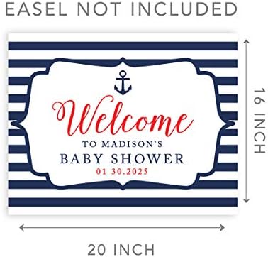 Andaz Press Personalized Large Canvas Baby Shower Welcome Sign, 16 x 20 Inches, Nautical Baby, Guestbook Alternative, Custom Baby Shower Sign, for Nautical Baby Shower, Baby Sprinkle Theme - Image 5