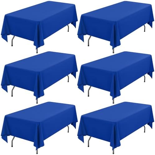 Showgeous 60x126 Inch Royal Blue Rectangle Tablecloth 6 Pack Fit 7FT Table by Showgeous