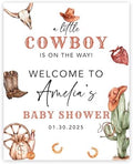 Andaz Press Western Cowboy Baby Shower Decorations, Personalized Little Cowboy Baby Shower Sign, Custom Western Baby Shower Sign In Guest Book Alternative, 16x20-Inch Canvas Welcome Baby Shower Sign by AndazPress