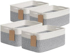 Goodpick 4 Pack Storage Baskets for Organizing Shelves, Gray & White by Goodpick