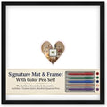 CountryArtHouse Signature Keepsake Frame - Heart Shaped Mat Window - Black Wood Genuine Hardwood 20x20 5x5 Photo - Pink Border Mat - Complete Keepsake Signing Kit by CountryArtHouse