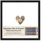 CountryArtHouse Signature Keepsake Frame - Heart Shaped Mat Window - Black Wood Genuine Hardwood 20x20 5x5 Photo - Pink Border Mat - Complete Keepsake Signing Kit by CountryArtHouse